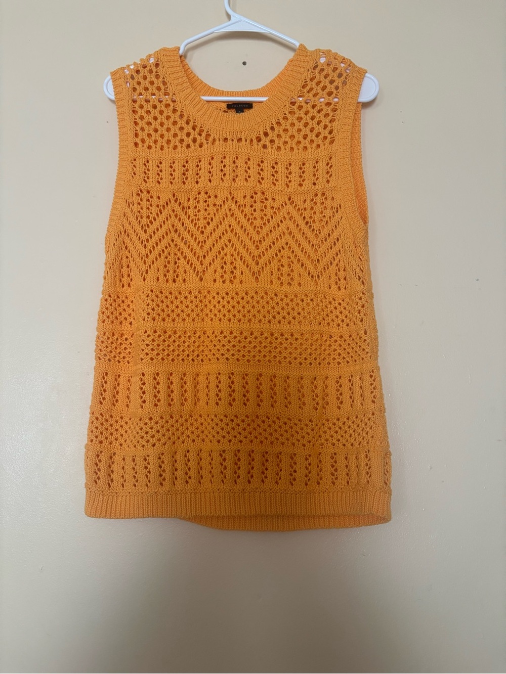 Talbots Bright Orange Crochet Knit Sleeveless Top